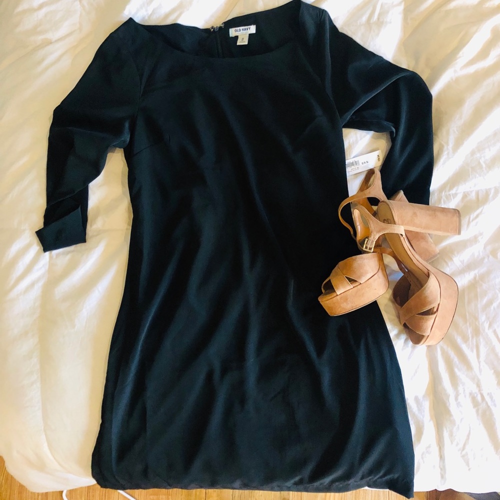 3/4 Length Sleeve Black Dress